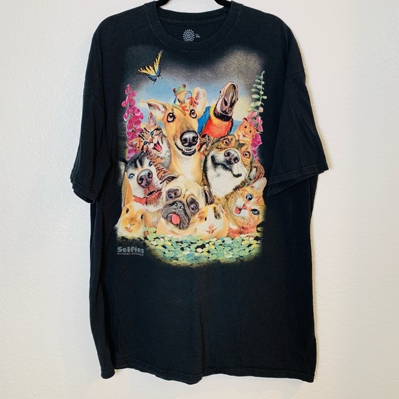 The Mountain Other - The Mountain Black Tee Shirt Selfies Howard Robinson Animal Faces Mens 3XL Pets